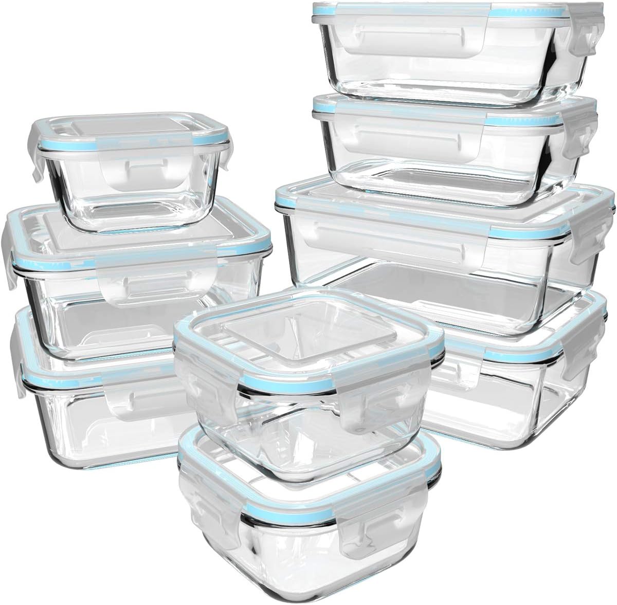 Meal Prep Microwave - Juego de 18 recipientes de vidrio