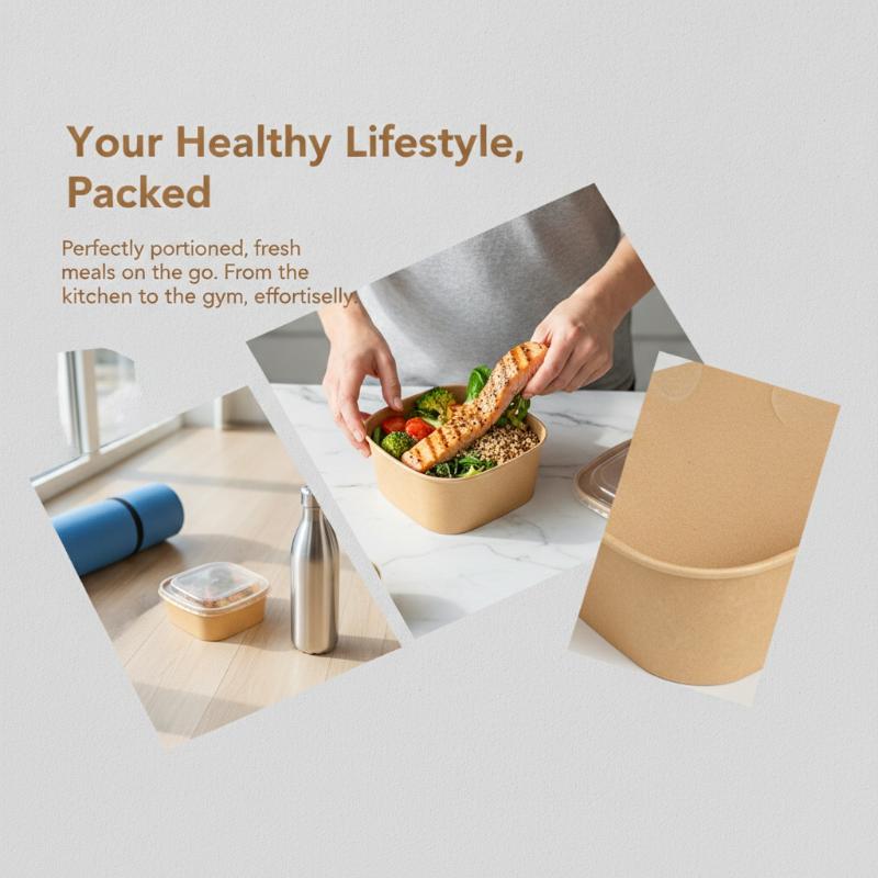 Meal Prep Delivery - Cajas de Almuerzo Cuadradas Desechables de