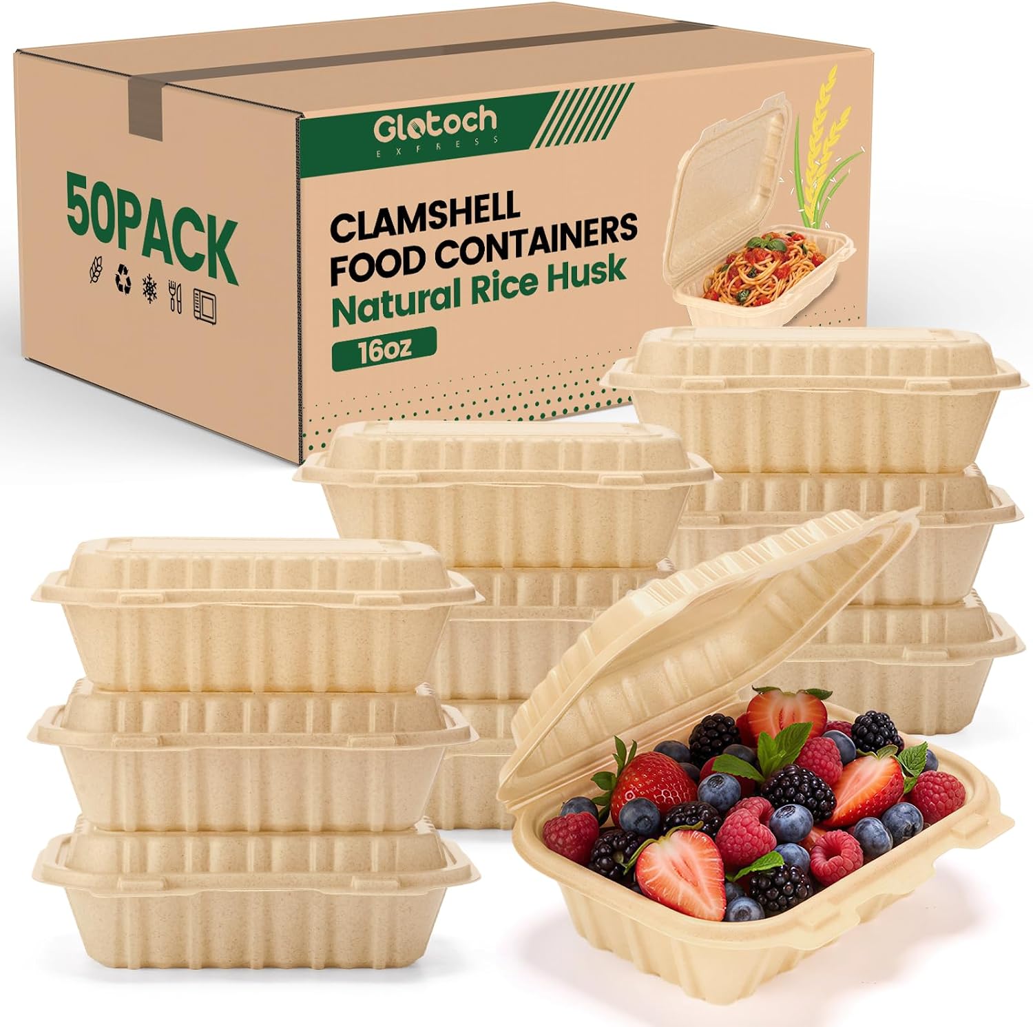 Meal Prep Microwave - Paquete de 50 Contenedores Desechables de