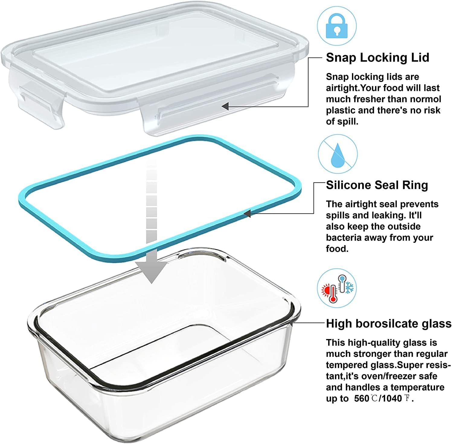 Juego de 18 recipientes de vid - Meal Prep Microwave reseña y precio