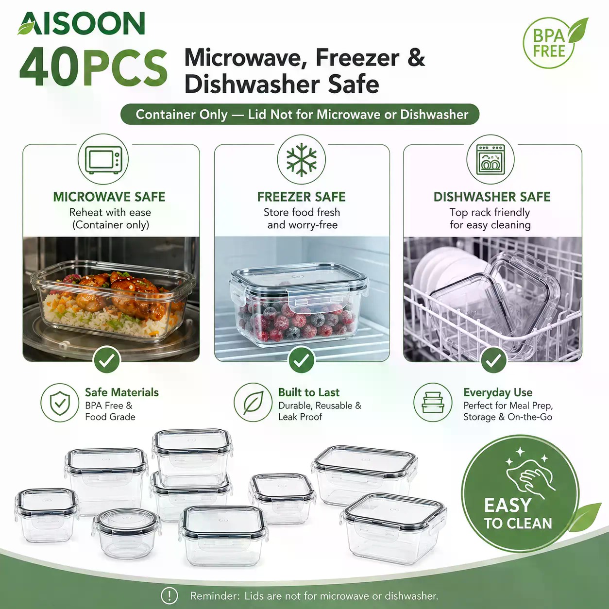 Juego de 40 Recipientes de Alm - Meal Prep Microwave reseña y precio